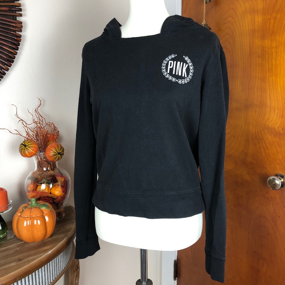 PINK Hoodie Sweatshirt Black Size Medium
